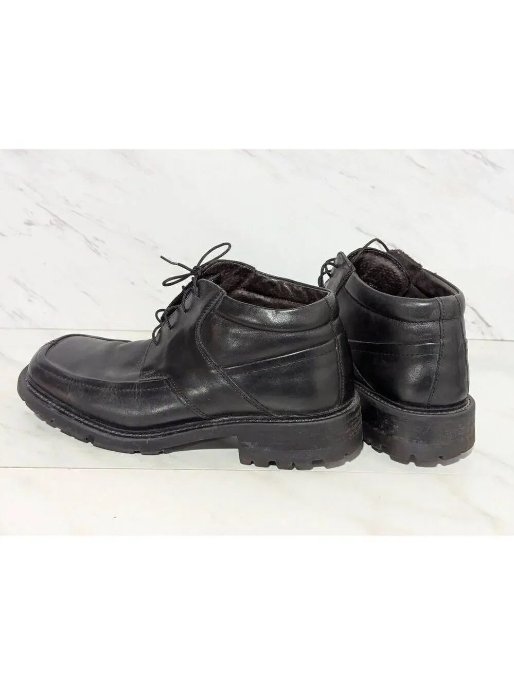 Kenneth Cole Reaction Men's Black Solid Leather High-Top Dress Shoe Size 8